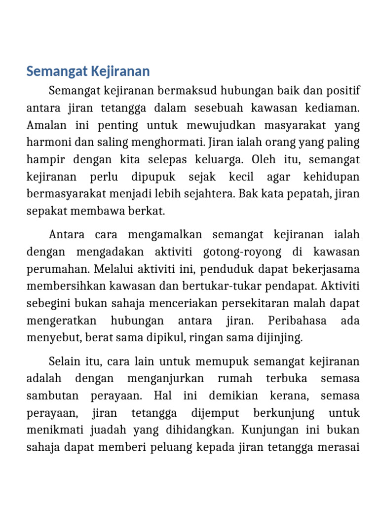 Pentingnya Semangat Kejiranan dalam Masyaraka…
