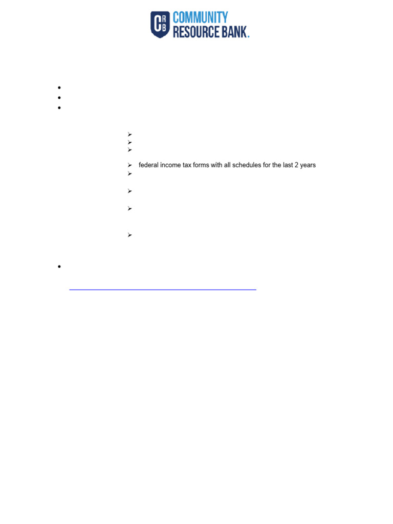 Community Resource Bank Loan Application Guide | PDF | Loans | Credit