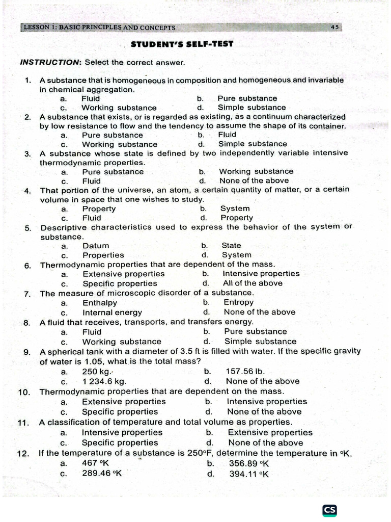Thermo 1 Exercises | PDF
