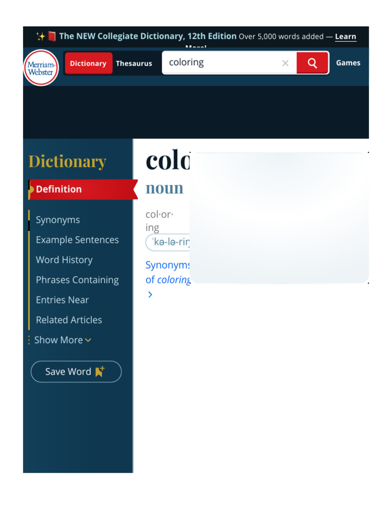 Coloring Definition and Usage Guide | PDF | Lexicology | Linguistics