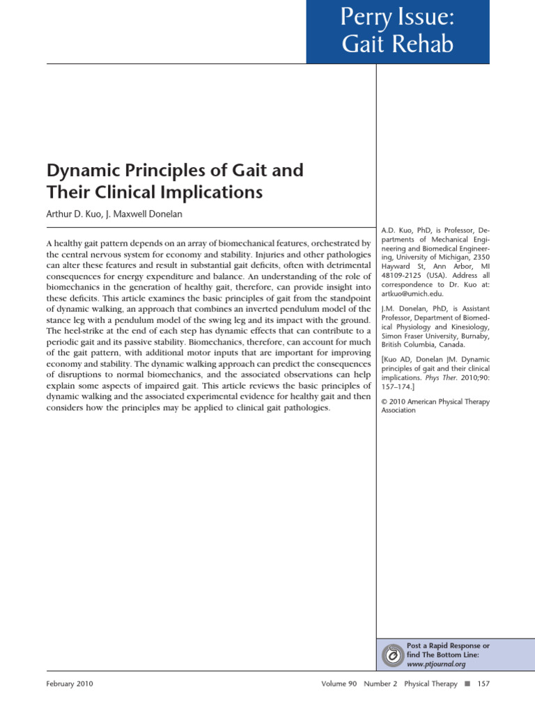 Dynamic Gait Principles and Clinical Impact | PDF | Walking | Force