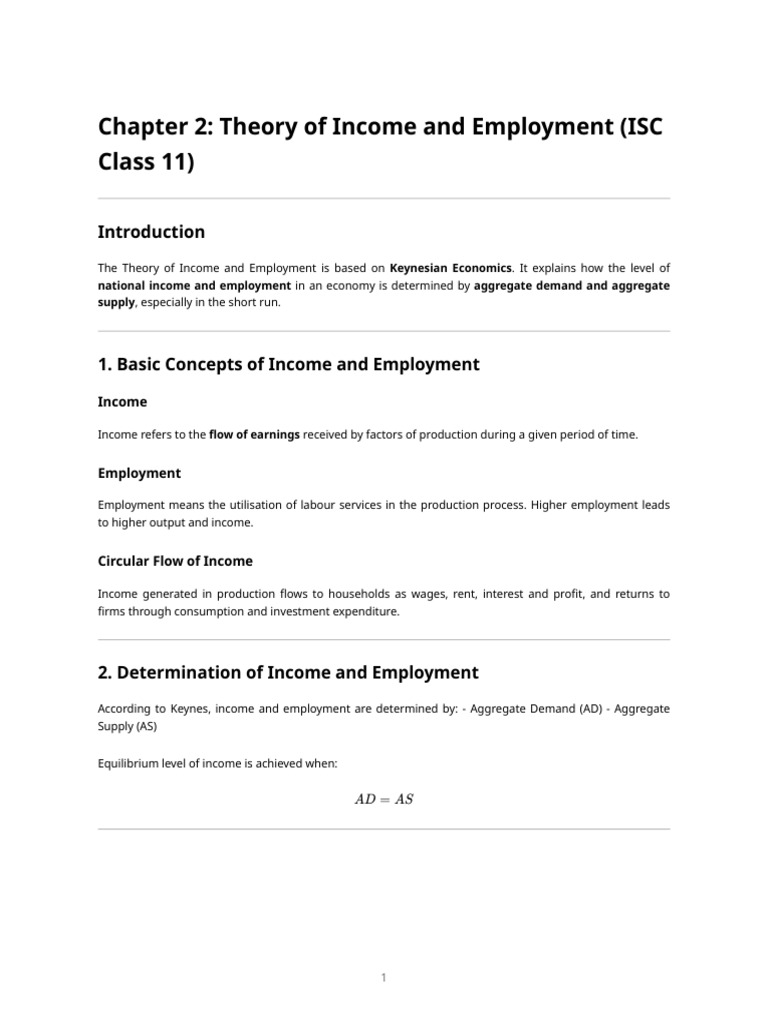 Income and Employment Theory Overview | PDF | Fiscal Multiplier ...