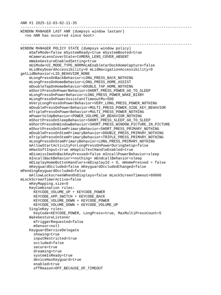 Dumpsys ANR WindowManager | PDF | Mobile Linux | Embedded Linux