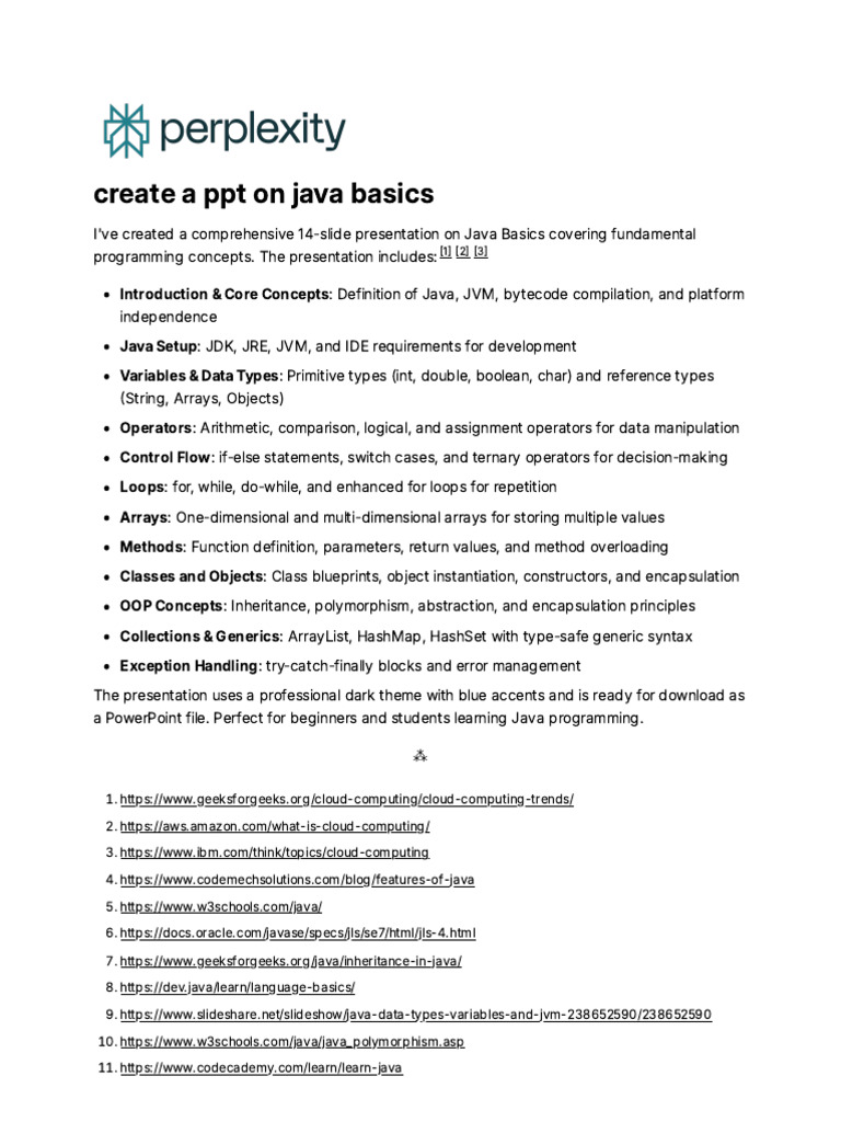 Create A PPT On Java Basics | PDF | Java (Programming Language) | Java ...
