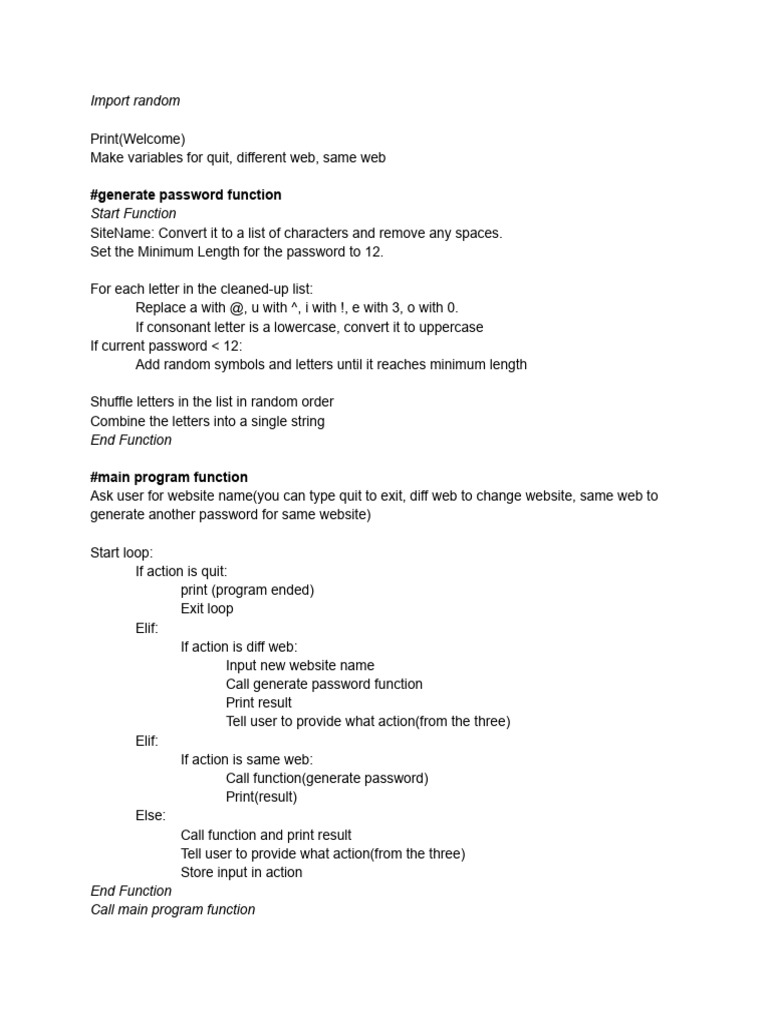 Random Password Generator Script | PDF