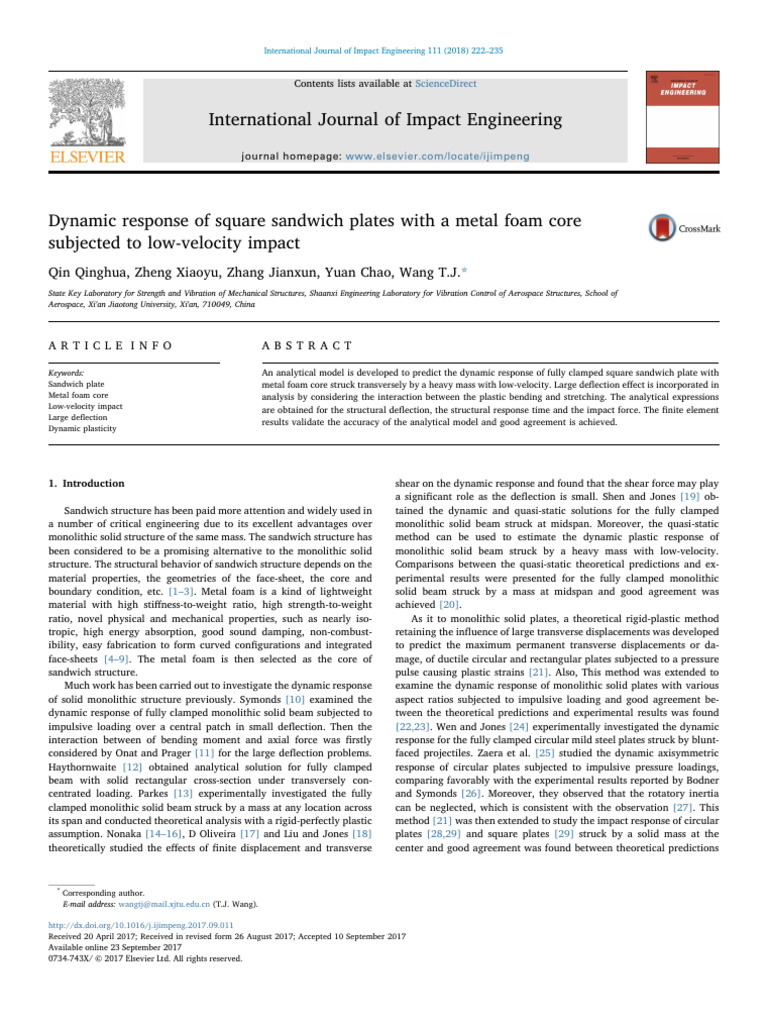 Dynamic Response of Metal Foam Sandwich Plates | PDF | Yield ...