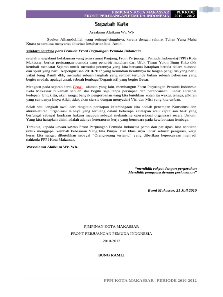 FPPI Makassar: Kepengurusan 2010-2012 | PDF