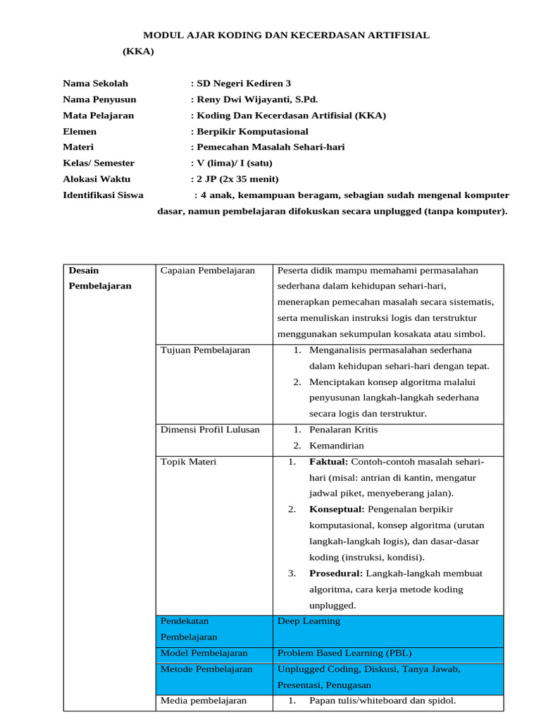 Modul Koding dan AI untuk SD Kelas V | PDF