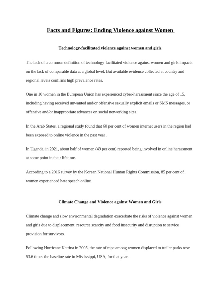 Ending Violence Against Women: Key Facts | PDF | Violence | Violence ...