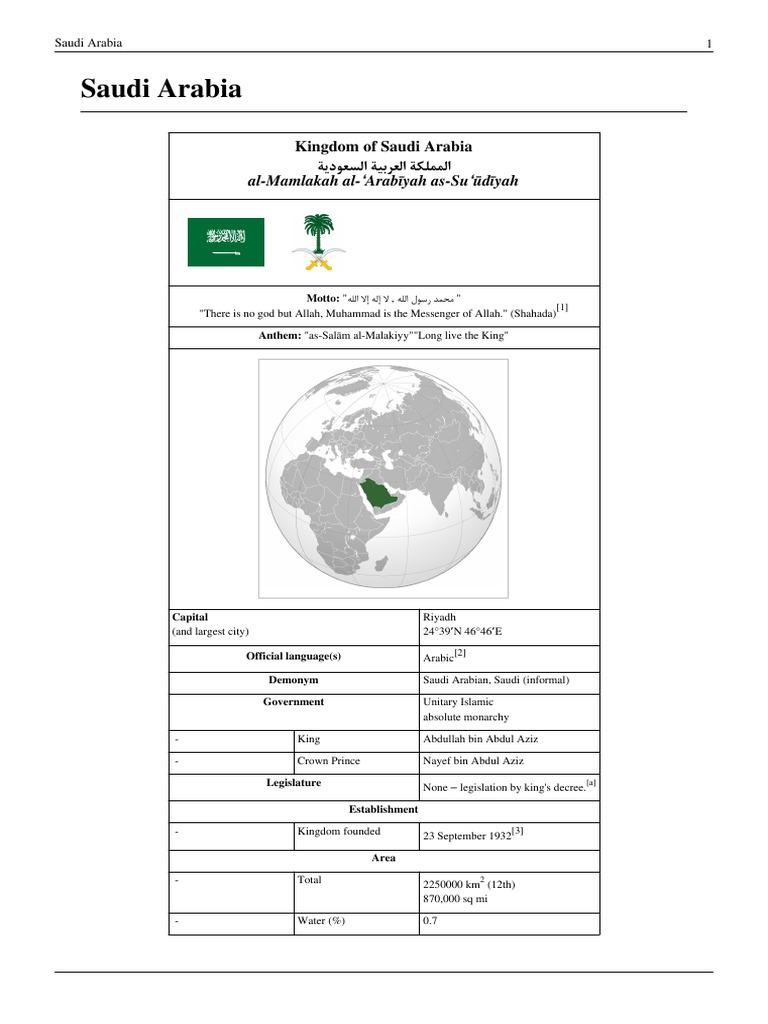 Saudi Arabia | PDF | House Of Saud | Saudi Arabia