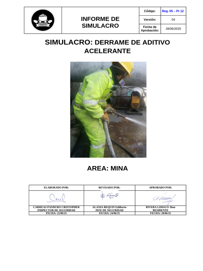 Simulacro de Derrame de Aditivo en Mina | PDF | Materiales