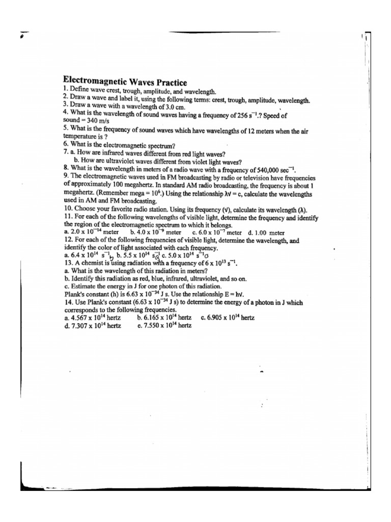 Electromagnetic Waves Practice | PDF