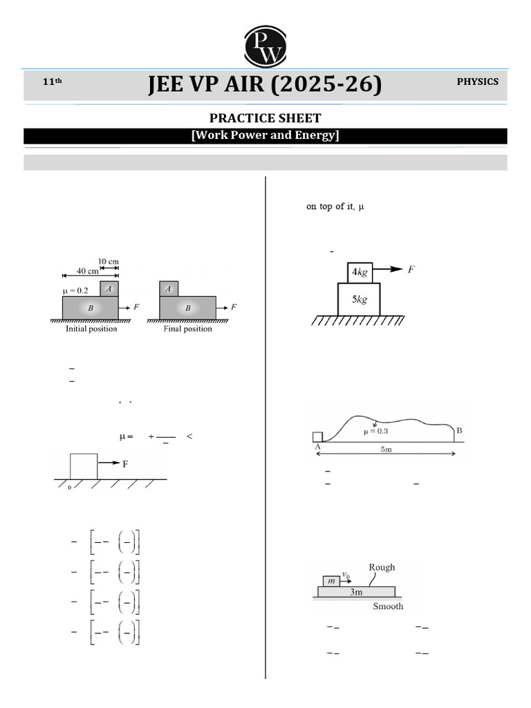 68b92695840693ff40f0f0ae - ## - Work, Energy and Power Practice Sheet ...