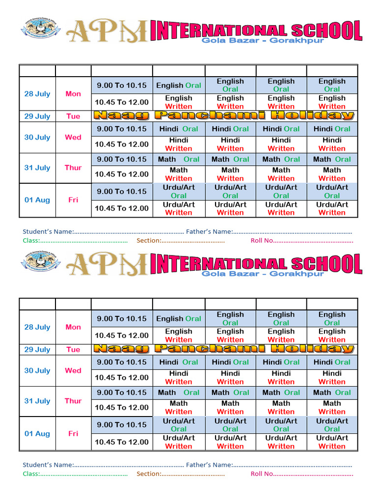 First Unit Exam Schedule 2025-26 | PDF | Language Varieties And Styles ...