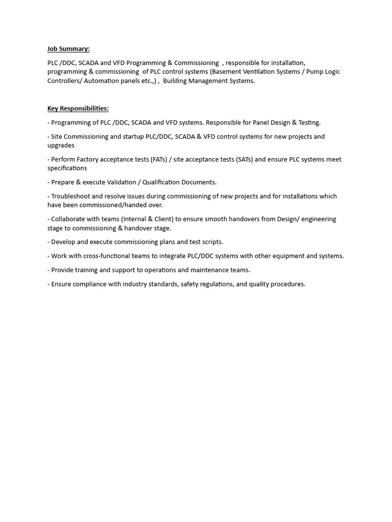 PLC/SCADA/VFD Programming & Commissioning | PDF