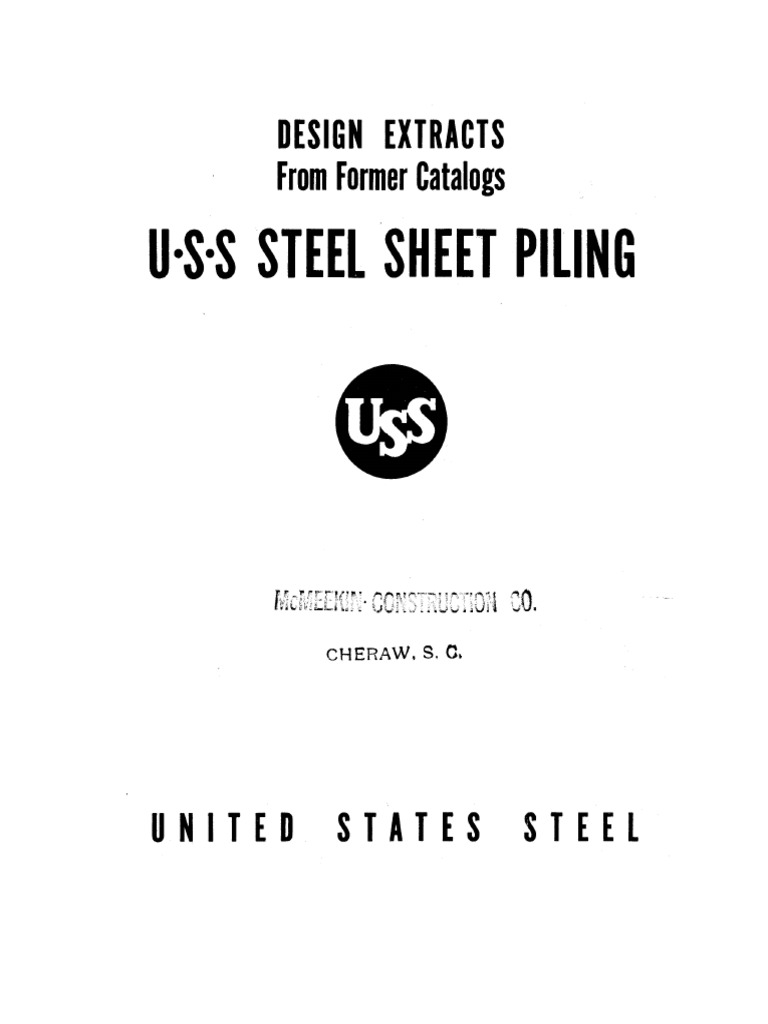 US Steel Sheet Piling - Design Extracts - Circa 1931 | PDF
