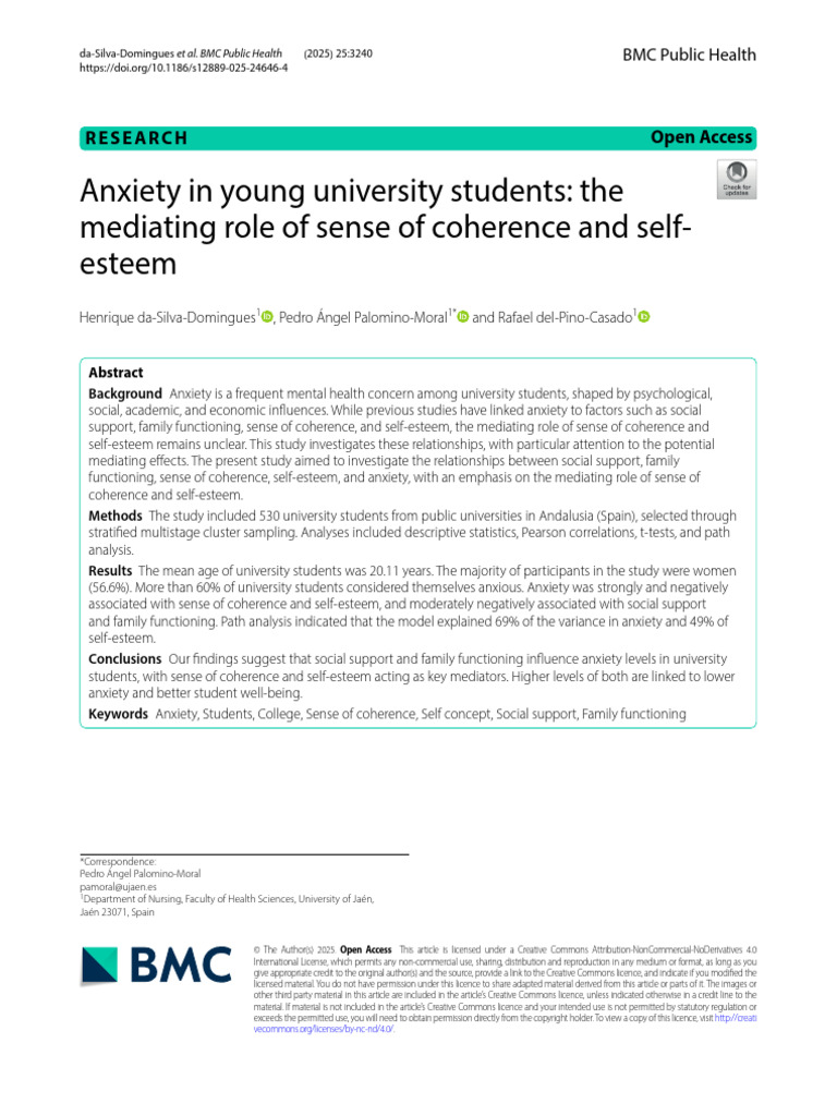 2025 Article 24646 | PDF | Social Support | Self Esteem