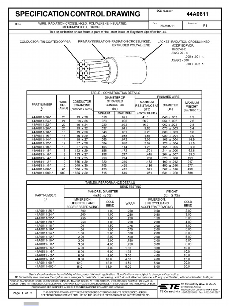 Eng CD 44a0811 p1 Wire 8awg | PDF