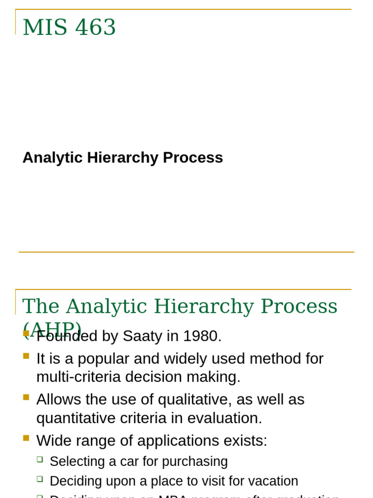 Analytic Hierarchy Process Overview | PDF | Eigenvalues And ...