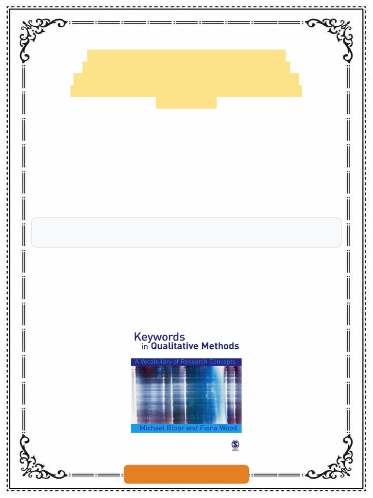 (Ebook PDF) Keywords in Qualitative Methods A Vocabulary of Research ...
