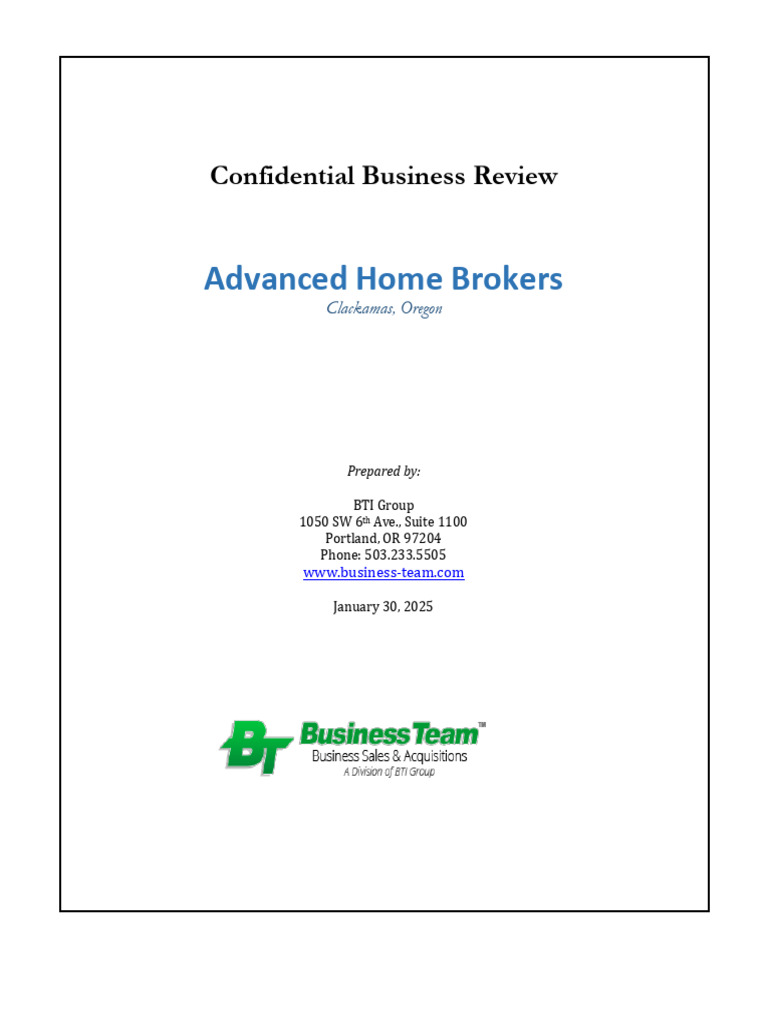 Confidential Review: Advanced Home Brokers | PDF | Expense | Mergers ...