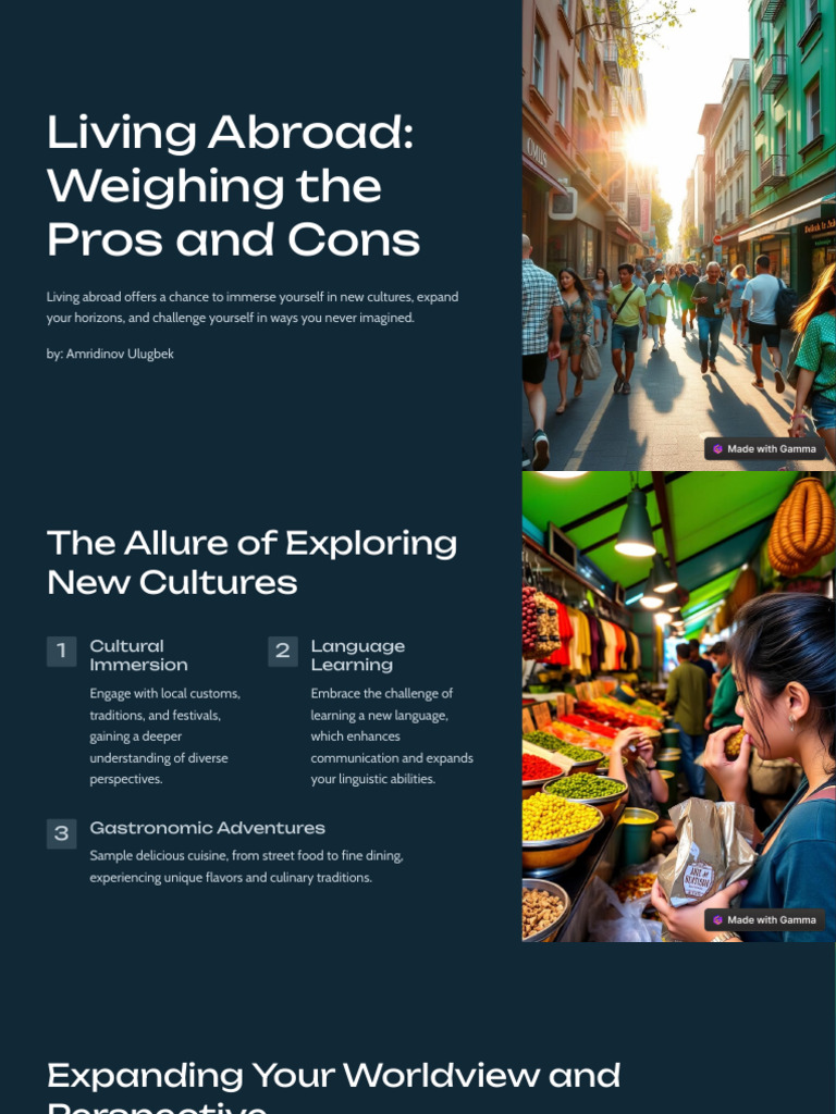 Living Abroad Weighing The Pros and Cons | PDF | Cost Of Living ...