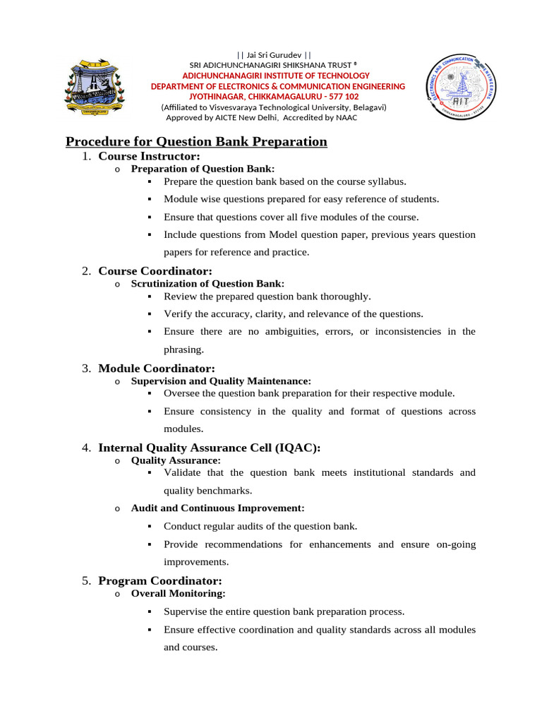 Question Bank Preparation Procedure | PDF