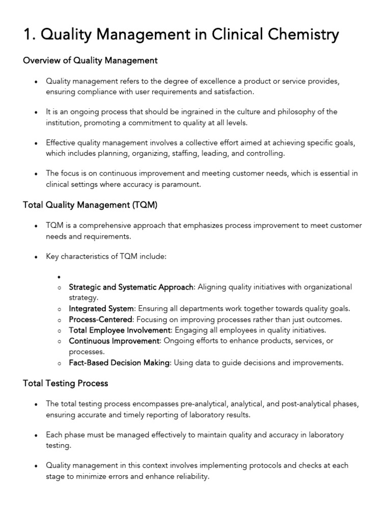 Quality Management in Clinical Chemistry | PDF | Sensitivity And ...