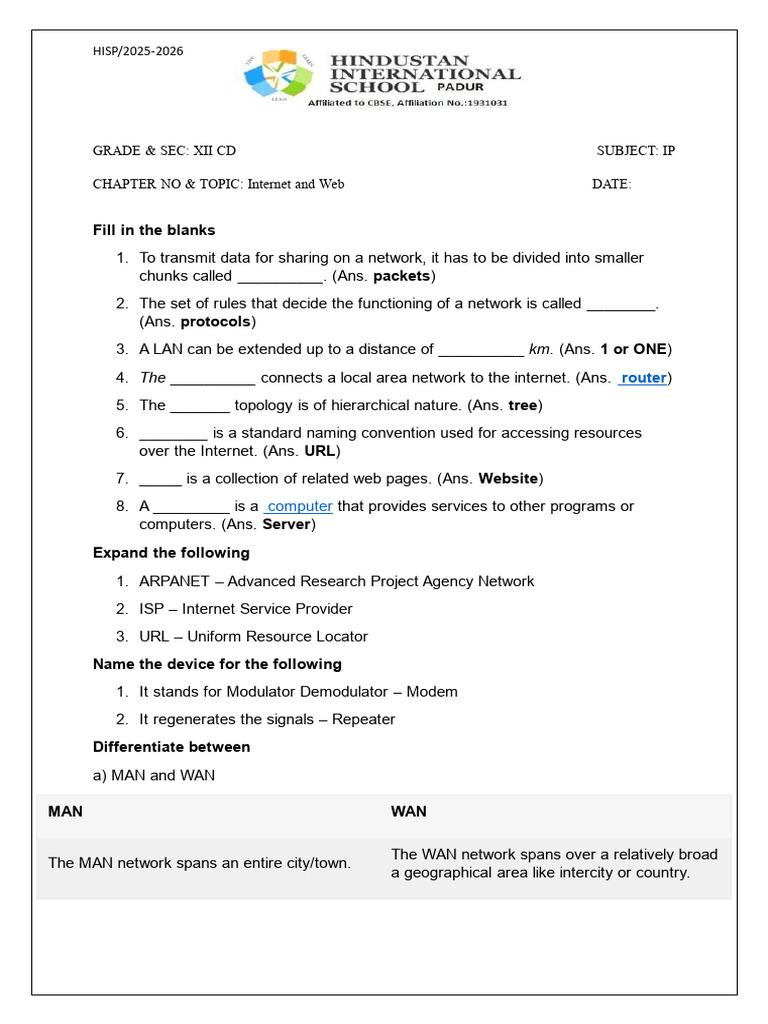 Ch5 Internet and Web Notes | PDF | Computer Network | World Wide Web