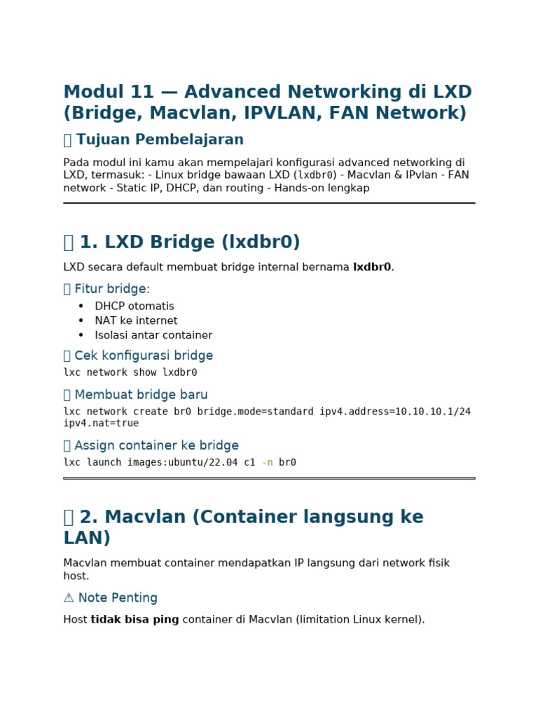 Konfigurasi Jaringan LXD Lanjutan | PDF