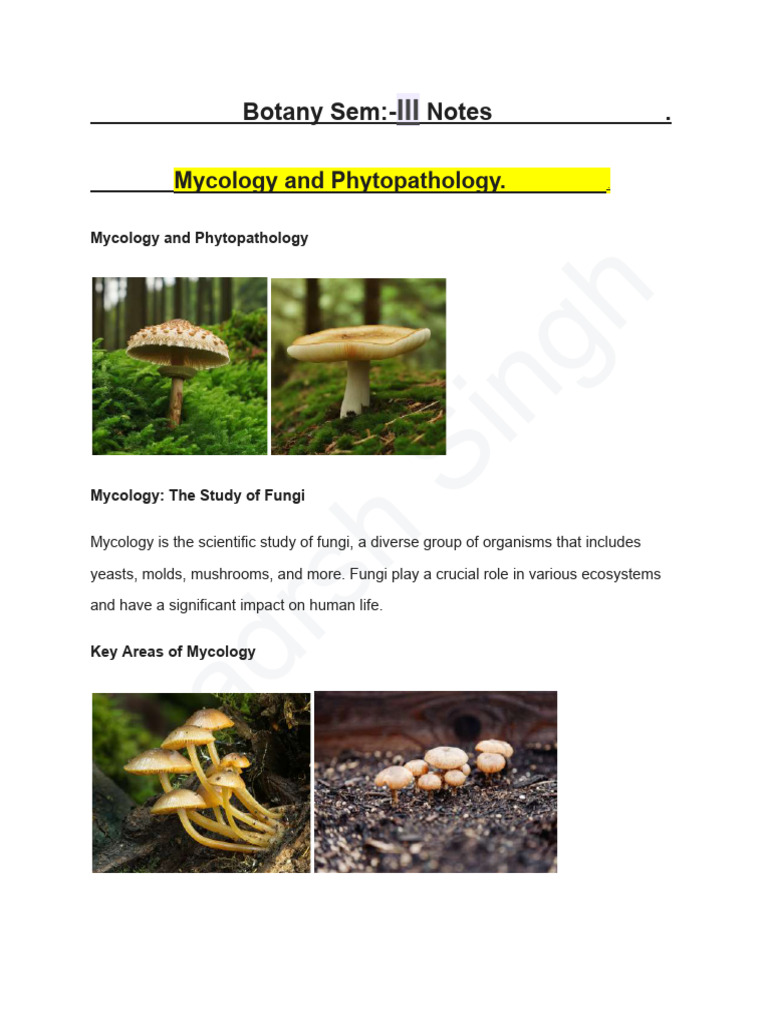 Mycology and Plant Pathology Overview | PDF | Fungus | Mycology