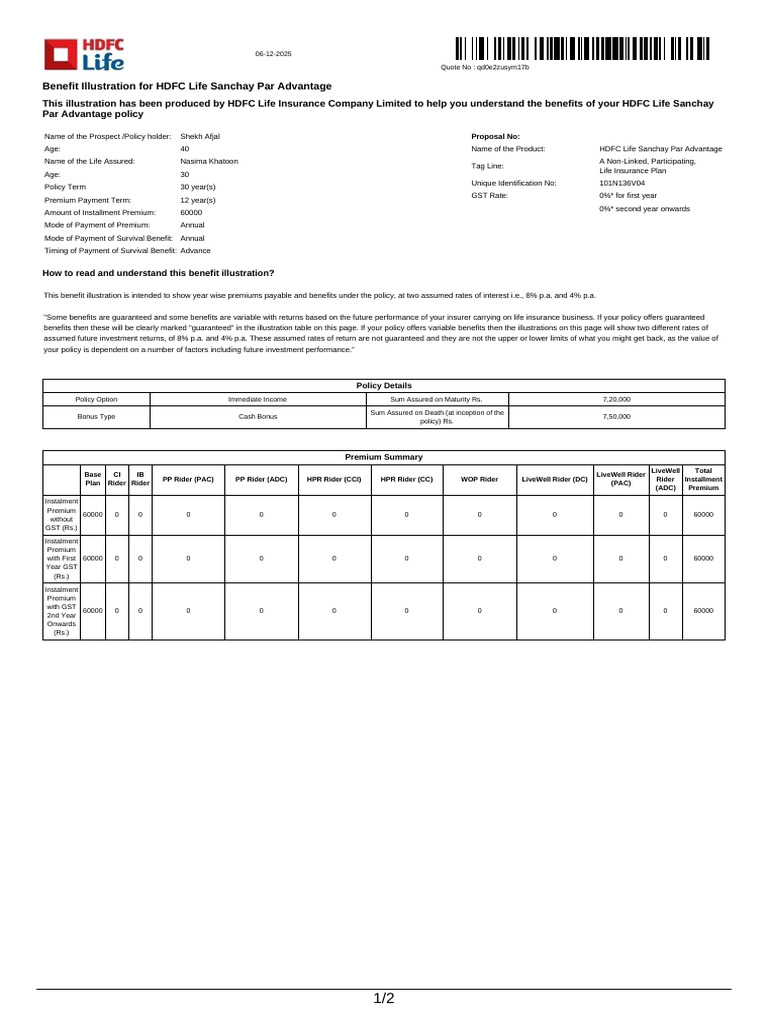 HDFC Life Sanchay Par Advantage Benefits | PDF | Life Insurance | Insurance