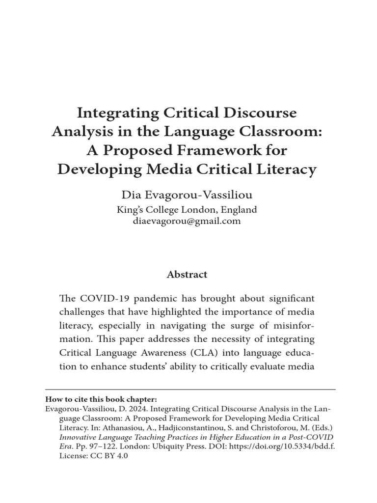 Media Literacy Framework for Language Education | PDF | Human Communication