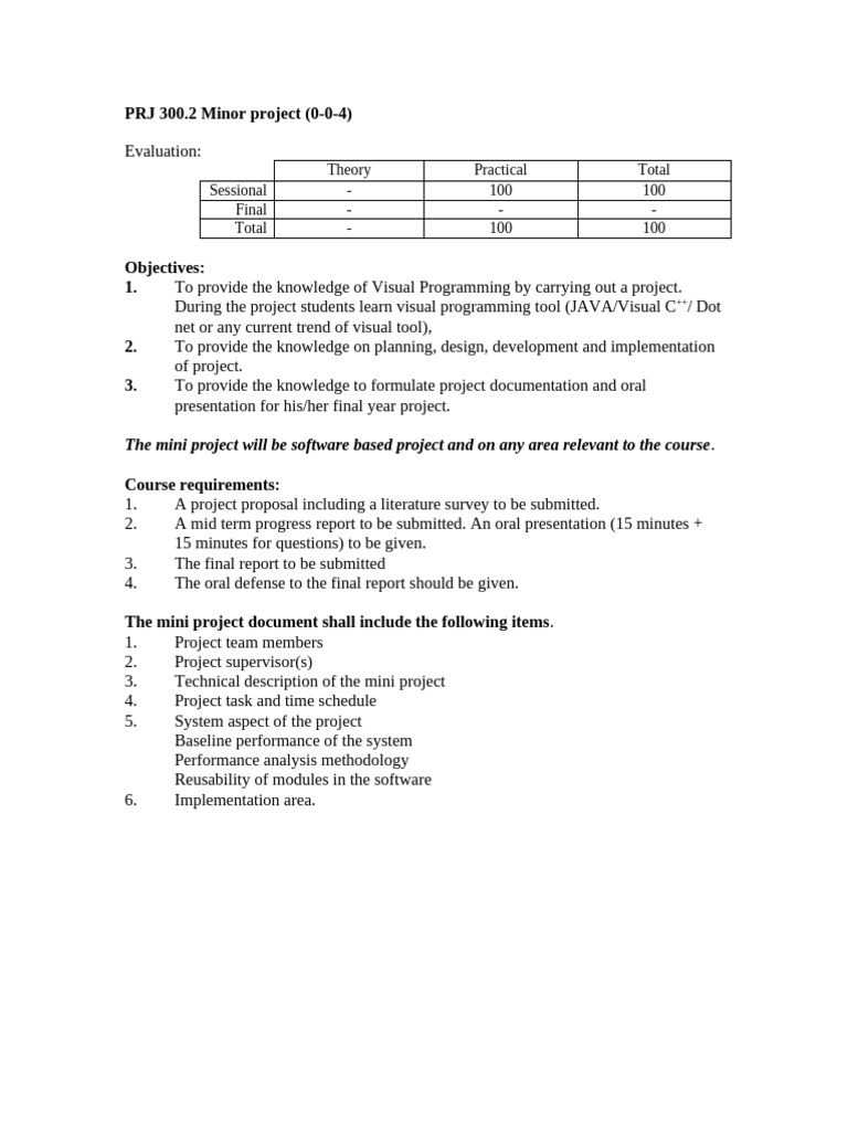 6 PRJ 300.2 Minor Project (0-0-4) | PDF