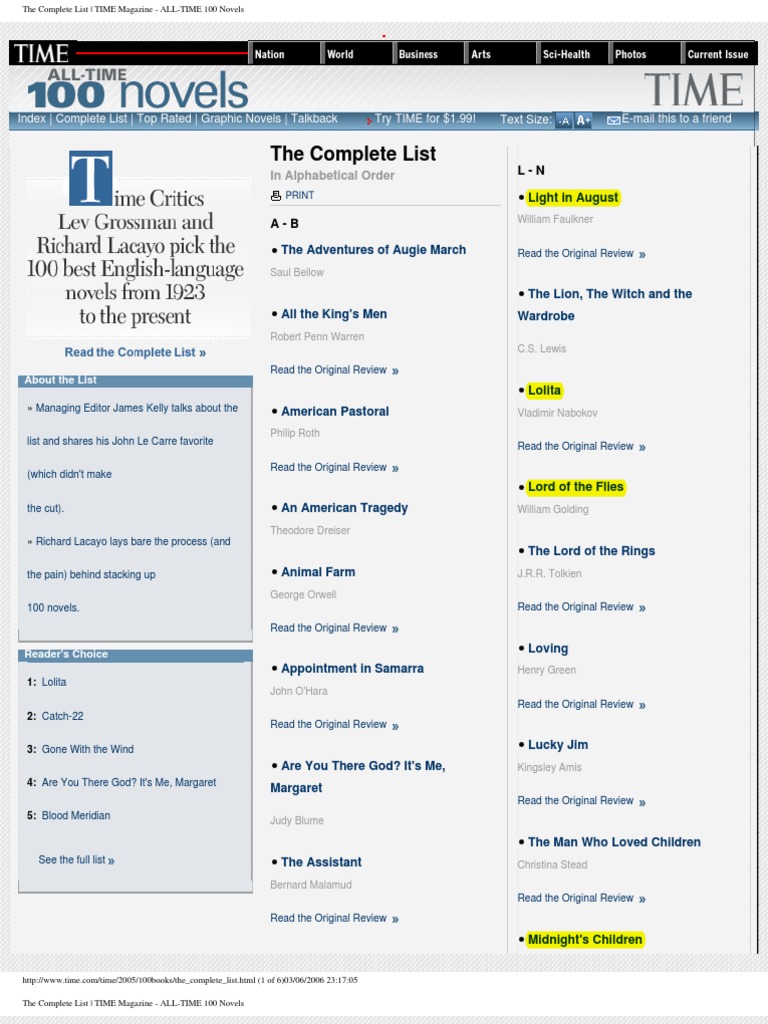 All time top 100 novels by time magazine pdf writers novels