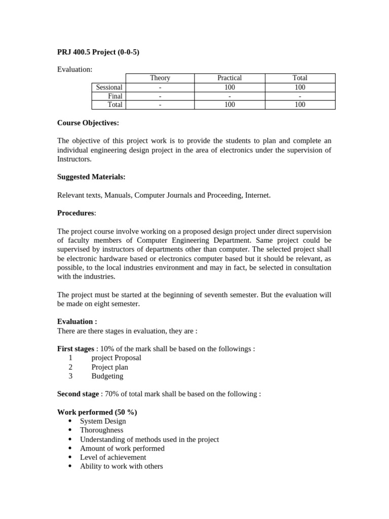 5 PRJ 400.5 Project (0-0-5) | PDF