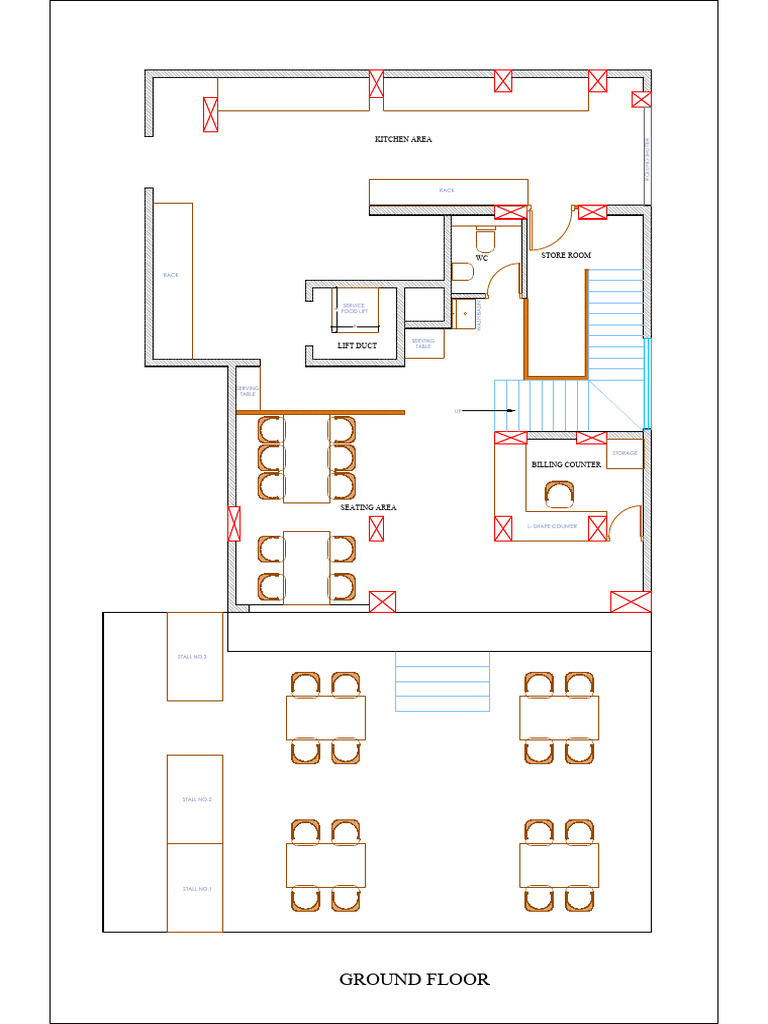 Ground Floor Layout for Food Stall Design | PDF