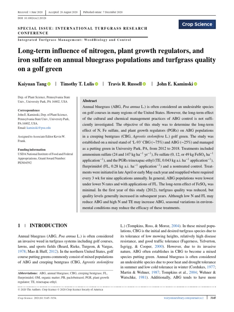 Crop Science - 2020 - Tang - Long‐term influence of nitrogen plant ...