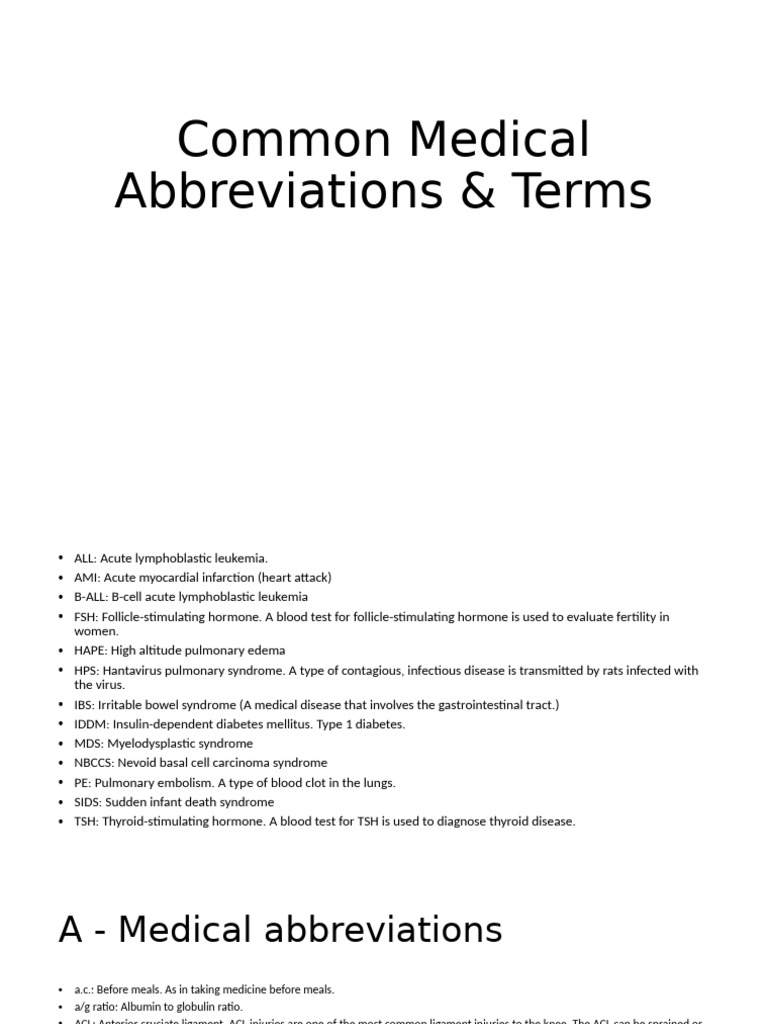 Essential Medical Abbreviations Guide | PDF | Inflammatory Bowel ...