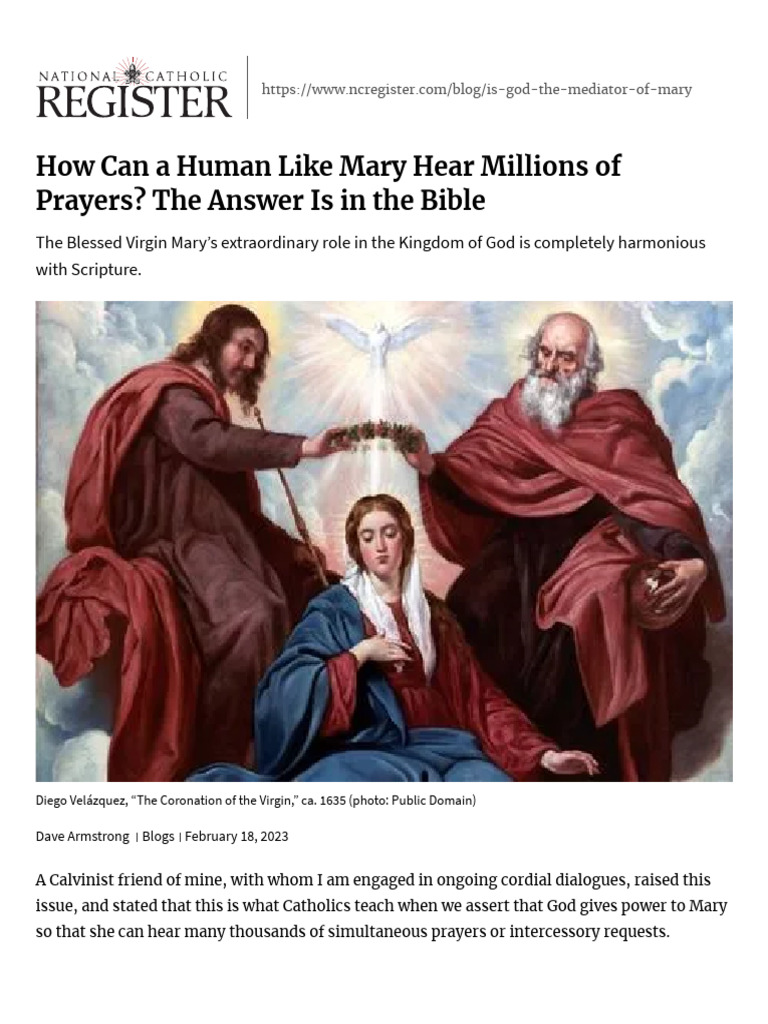 Mary’s Role in Hearing Prayers Explained | PDF | Mary, Mother Of Jesus ...