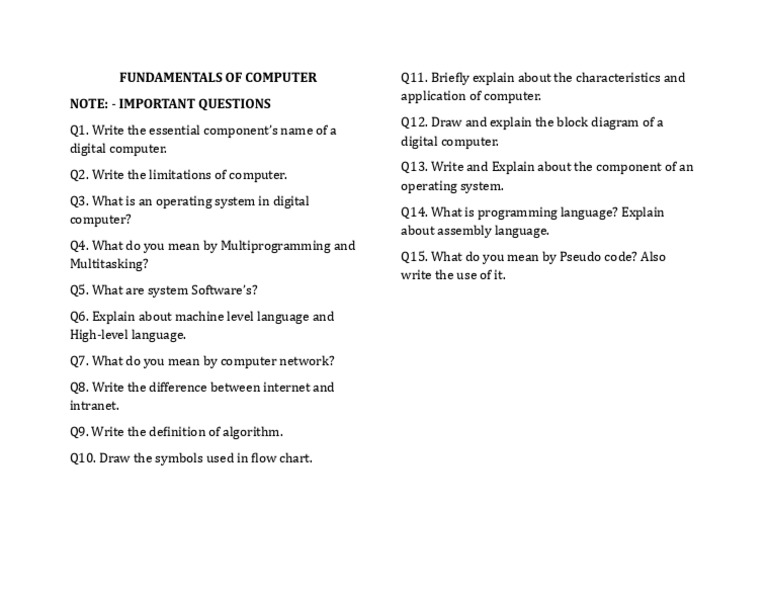 Essential Computer Fundamentals Questions | PDF