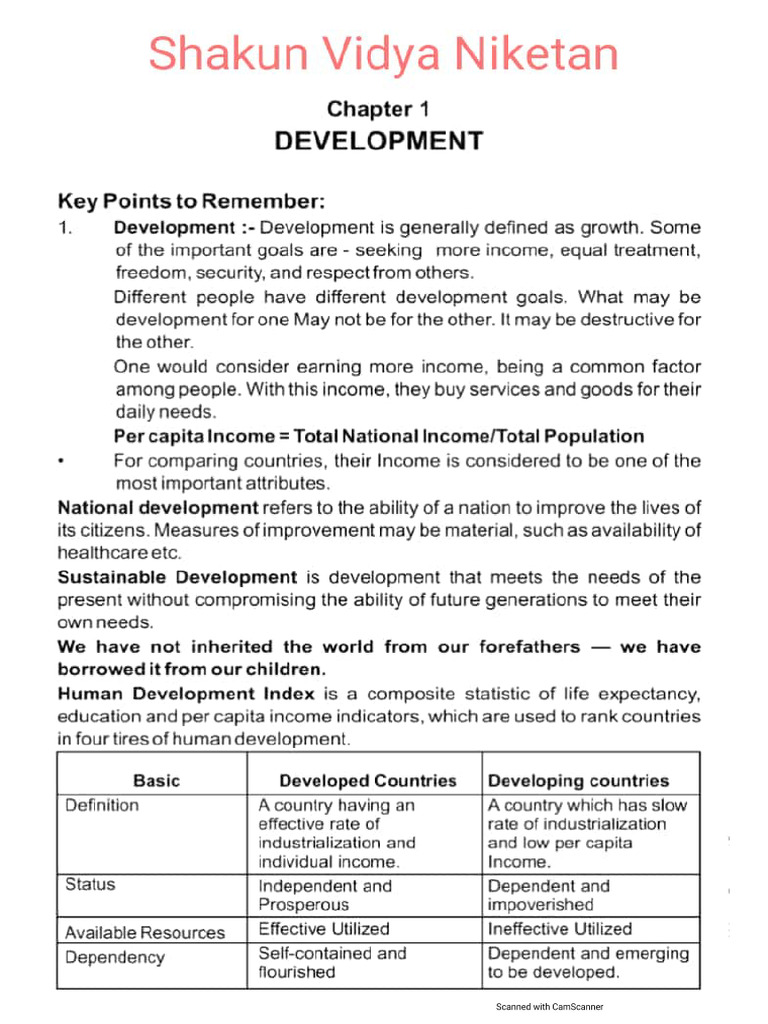 10th Economics Chapter 1 Development | PDF