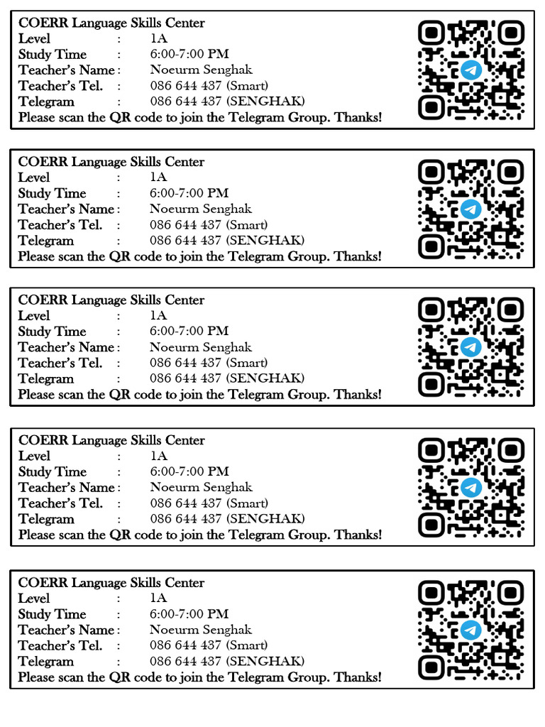 COERR Language Skills Center 1A Class | PDF
