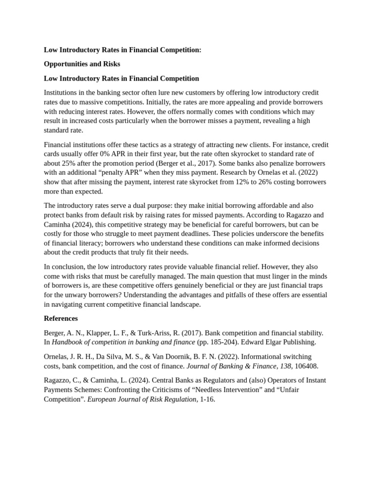 Risks of Low Introductory Rates in Banking | PDF | Banks | Credit