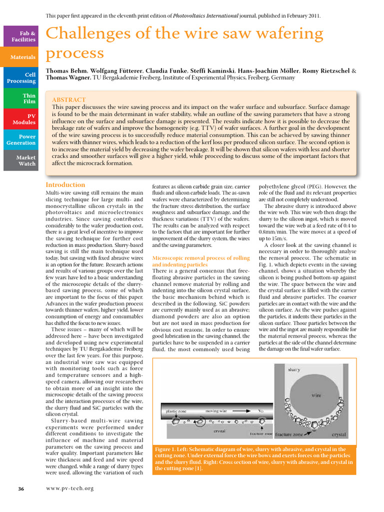 Challenges of the Wire Saw Wafering Process | PDF | Fracture | Wafer ...