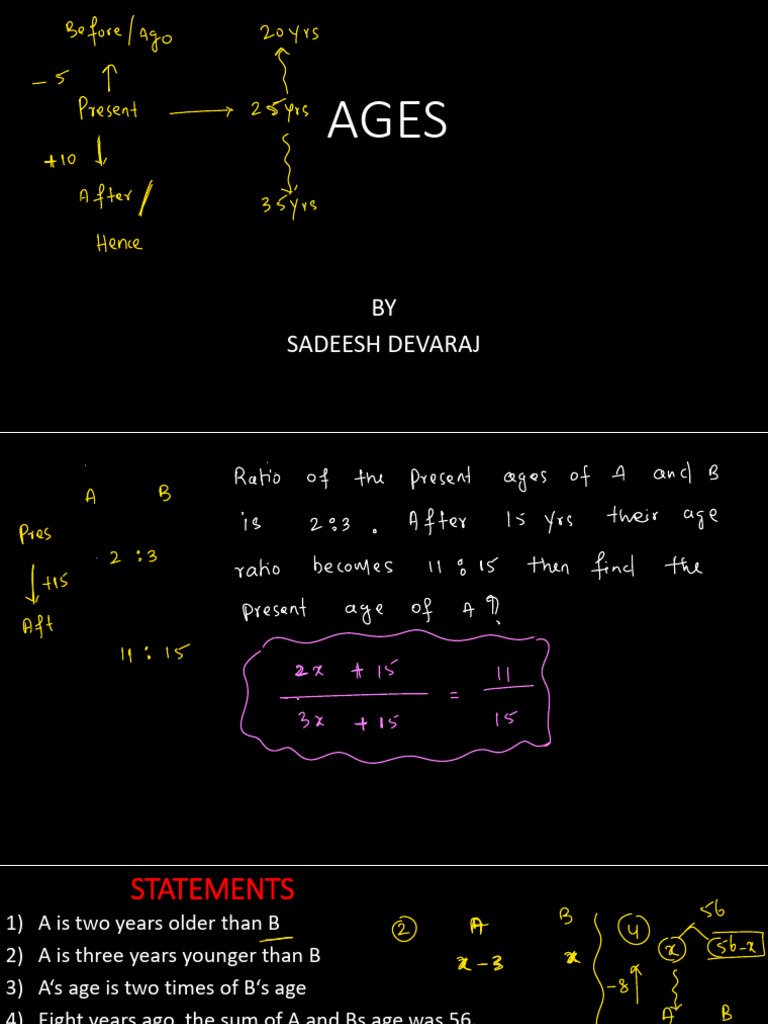 Age Problem Statements and Solutions | PDF | Parenting