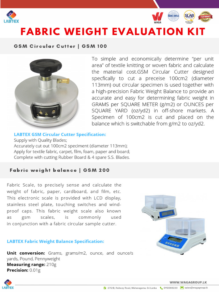 LABTEX Fabric Weight Measurement Kit | PDF