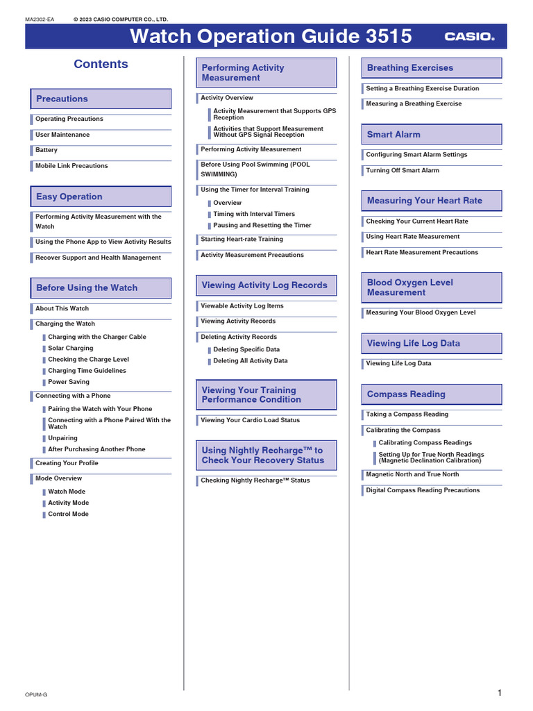 Casio Watch Operation Guide 3515 | PDF | Watch | Radio