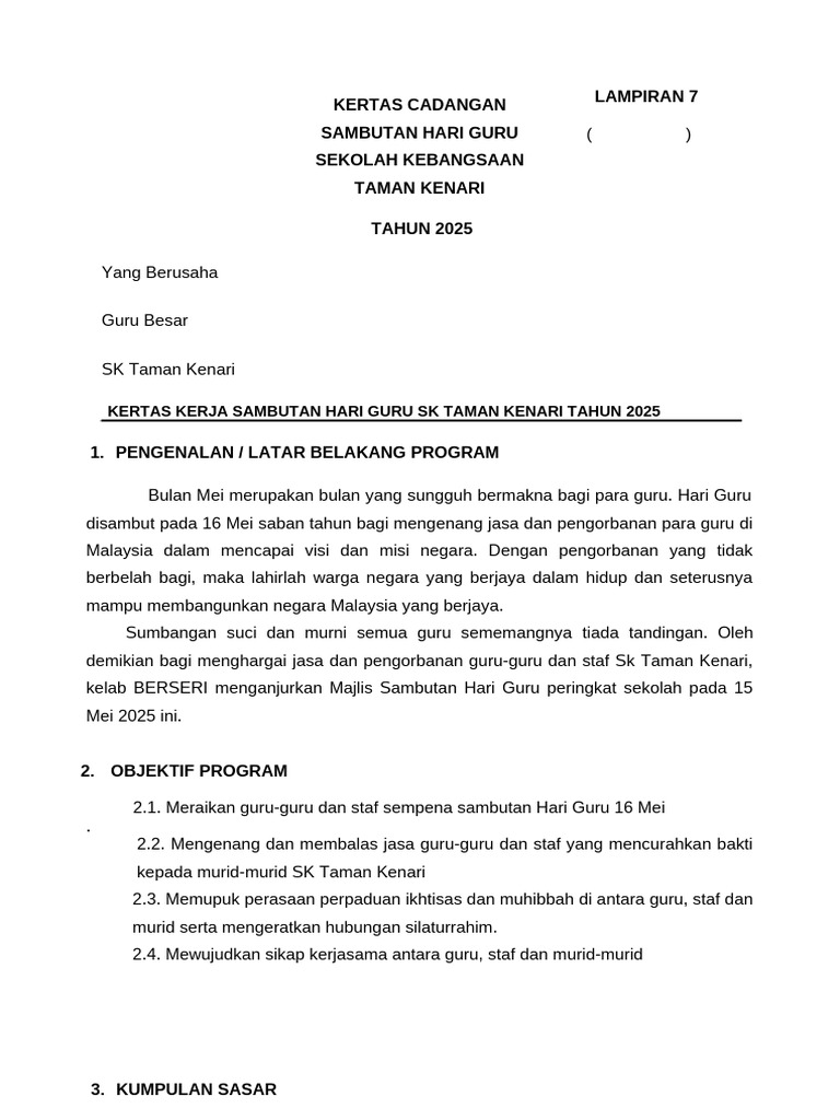 KK Sambutan Hari Guru SKTK 2025 | PDF