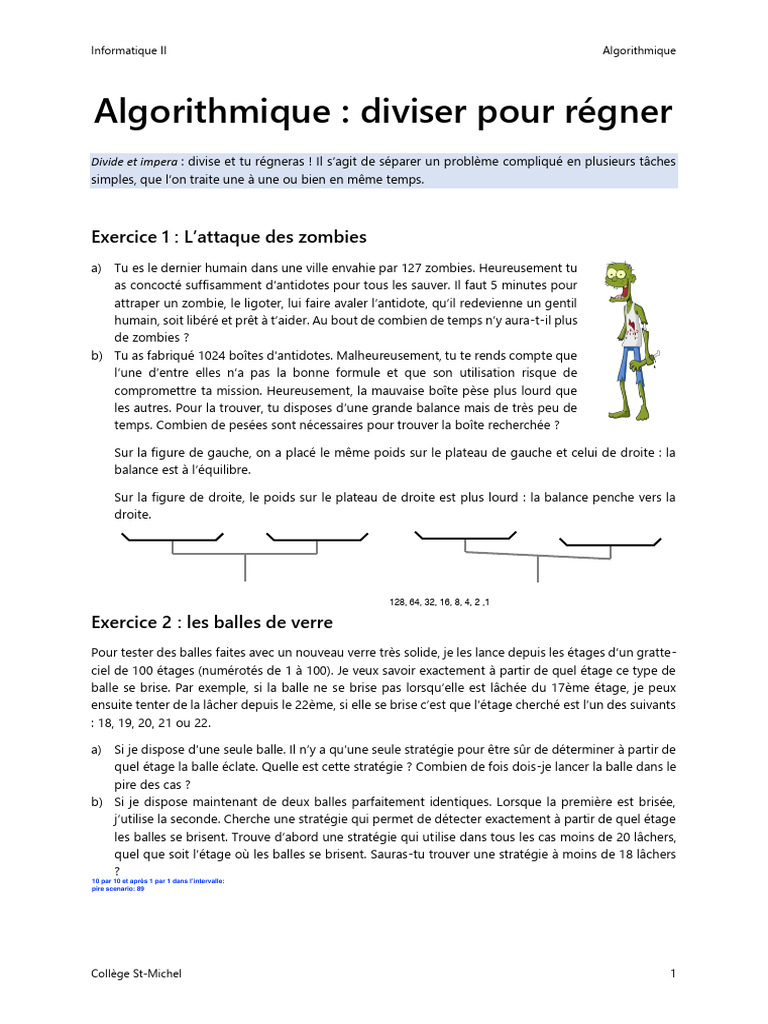 Exercices d'algorithmique en informatique | PDF | Mathématiques ...